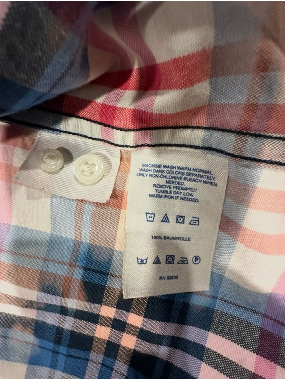 Upcycle Plaid Shirt Pink Floyd Lands End Oxford Distressed Men’s Button Up Sz L - Picture 6 of 8
